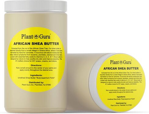 زبدة الشيا الافريقية الخام 32 اونصة / 2 باوند برطمان بالجملة من العاج الطبيعي النقي بنسبة 100% غير المكرر - مرطب مثالي للبشرة الجافة والجسم والوجه ونمو الشعر. رائعة لصنع الصابون وبلسم الشفاه بنفسك. in Kuwait