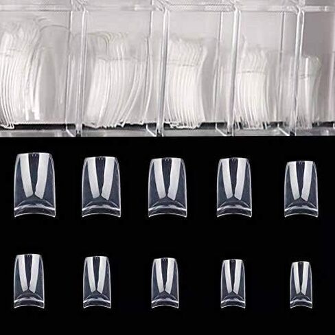 500PCS Fake Nails,False Nails Tips, Clear Acrylic Nail Tips, French Nail Tips,Clear Lady French Acrylic Style, 10 Multi-Sizes Fit for Nail Salons and DIY Nail Art in Kuwait