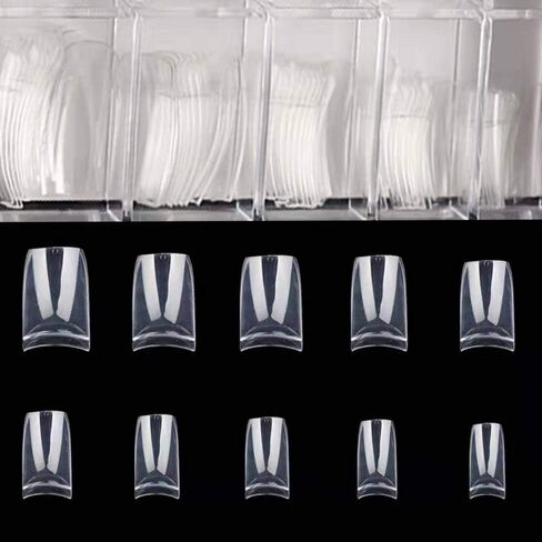 500PCS Fake Nails,False Nails Tips, Clear Acrylic Nail Tips, French Nail Tips,Clear Lady French Acrylic Style, 10 Multi-Sizes Fit for Nail Salons and DIY Nail Art in Kuwait