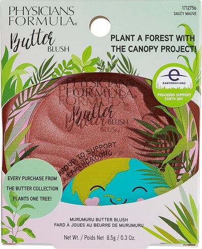 Physicians Formula Earth Day Butter Blush Saucy Mauve، جمال نظيف، تم اختباره من قبل أطباء الجلدية، نباتي، لم يتم الإساءة إلى الحيوانات لتصنيعه. in Kuwait