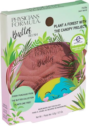 Physicians Formula Earth Day Butter Blush Saucy Mauve، جمال نظيف، تم اختباره من قبل أطباء الجلدية، نباتي، لم يتم الإساءة إلى الحيوانات لتصنيعه. in Kuwait