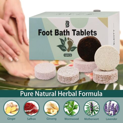 اقراص نقع القدم من جينجبيل، 10 قطع طبيعية، نقع القدم، لتحسين النوم والتدليك والاسترخاء in Kuwait