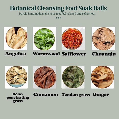 مجموعة كرات نقع القدم بالزنجبيل من 12 قطعة، كرات نقع القدم بالزنجبيل القديم لتحسين النوم والعناية بالقدم والاسترخاء وتخفيف الام العضلات والقدم in Kuwait