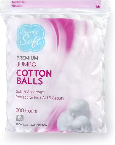 Simply Soft Premium Cotton Balls, 100% Pure Cotton, Absorbent, 200 Count (Pack of 3) in Saudi Arabia