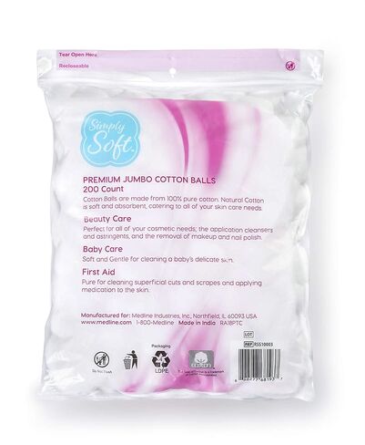 Simply Soft Premium Cotton Balls, 100% Pure Cotton, Absorbent, 200 Count (Pack of 3) in Saudi Arabia