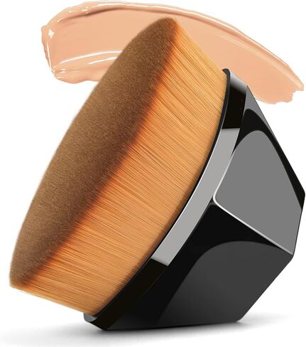 فرشاة كريم أساس مسطحة من كابوكي كريم الأساس سداسي الشكل وفرشاة بودرة أساس سائلة للوجه مع حقيبة واقية للمزج الكريمي السائل أو البودرة الخالية من العيوب (لون أسود) in Kuwait