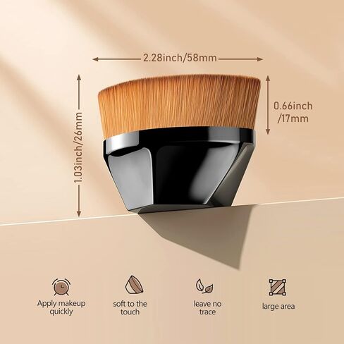 فرشاة كريم أساس مسطحة من كابوكي كريم الأساس سداسي الشكل وفرشاة بودرة أساس سائلة للوجه مع حقيبة واقية للمزج الكريمي السائل أو البودرة الخالية من العيوب (لون أسود) in Kuwait