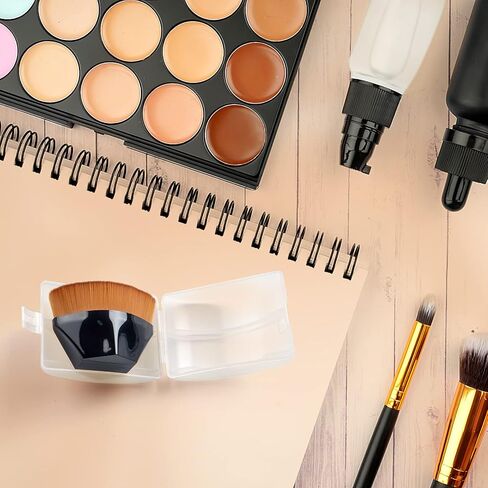 فرشاة كريم أساس مسطحة من كابوكي كريم الأساس سداسي الشكل وفرشاة بودرة أساس سائلة للوجه مع حقيبة واقية للمزج الكريمي السائل أو البودرة الخالية من العيوب (لون أسود) in Kuwait