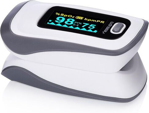 مقياس التأكسج الرقمي للقراءة الفورية من MeasuPro، ومستشعر الأكسجين وجهاز مراقبة معدل النبض مع إعداد المنبه، وشاشة OLED الملونة وحقيبة الحمل، CE in Kuwait