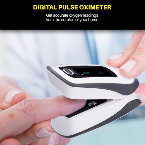 مقياس التأكسج الرقمي للقراءة الفورية من MeasuPro، ومستشعر الأكسجين وجهاز مراقبة معدل النبض مع إعداد المنبه، وشاشة OLED الملونة وحقيبة الحمل، CE in Kuwait