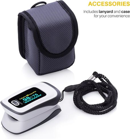 مقياس التأكسج الرقمي للقراءة الفورية من MeasuPro، ومستشعر الأكسجين وجهاز مراقبة معدل النبض مع إعداد المنبه، وشاشة OLED الملونة وحقيبة الحمل، CE in Kuwait