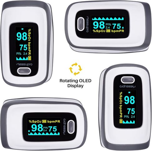 مقياس التأكسج الرقمي للقراءة الفورية من MeasuPro، ومستشعر الأكسجين وجهاز مراقبة معدل النبض مع إعداد المنبه، وشاشة OLED الملونة وحقيبة الحمل، CE in Kuwait