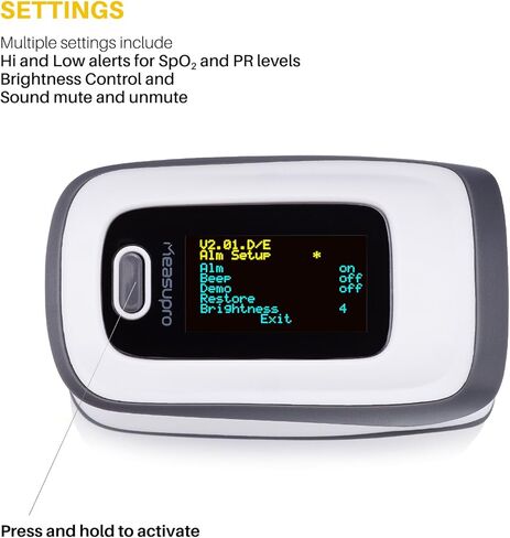 مقياس التأكسج الرقمي للقراءة الفورية من MeasuPro، ومستشعر الأكسجين وجهاز مراقبة معدل النبض مع إعداد المنبه، وشاشة OLED الملونة وحقيبة الحمل، CE in Kuwait