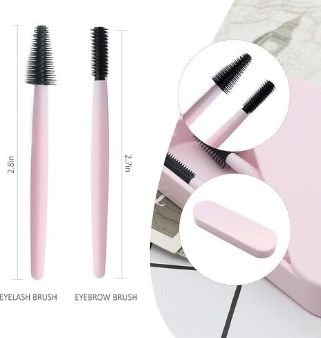 Eyebrow And Eyelash Brush Reusable With Case, Spoolies, Spoolies for eyebrows, Reusable spoolie, Makeup Kit, Makeup Brushes Set, Reusable Cosmetic Brush Makeup Tool, Profesional Brush Makeup Comb in Saudi Arabia