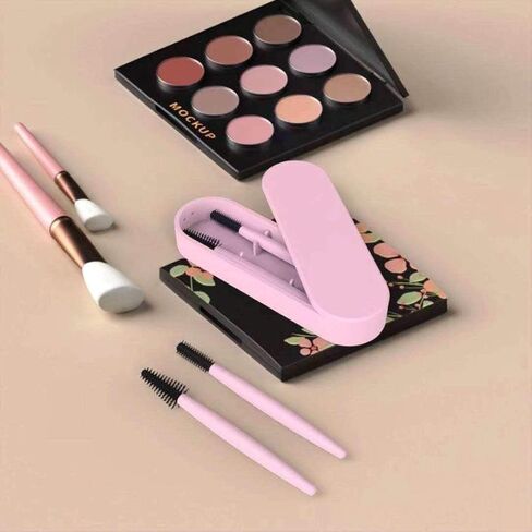 Eyebrow And Eyelash Brush Reusable With Case, Spoolies, Spoolies for eyebrows, Reusable spoolie, Makeup Kit, Makeup Brushes Set, Reusable Cosmetic Brush Makeup Tool, Profesional Brush Makeup Comb in Saudi Arabia