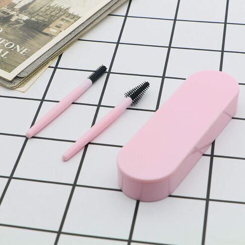 Eyebrow And Eyelash Brush Reusable With Case, Spoolies, Spoolies for eyebrows, Reusable spoolie, Makeup Kit, Makeup Brushes Set, Reusable Cosmetic Brush Makeup Tool, Profesional Brush Makeup Comb in Saudi Arabia