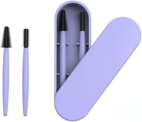 Eyebrow And Eyelash Brush Reusable With Case, Spoolies, Spoolies for eyebrows, Reusable spoolie, Makeup Kit, Makeup Brushes Set, Reusable Cosmetic Brush Makeup Tool, Profesional Brush Makeup Comb in Saudi Arabia