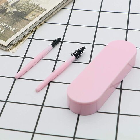 Eyebrow And Eyelash Brush Reusable With Case, Spoolies, Spoolies for eyebrows, Reusable spoolie, Makeup Kit, Makeup Brushes Set, Reusable Cosmetic Brush Makeup Tool, Profesional Brush Makeup Comb in Saudi Arabia