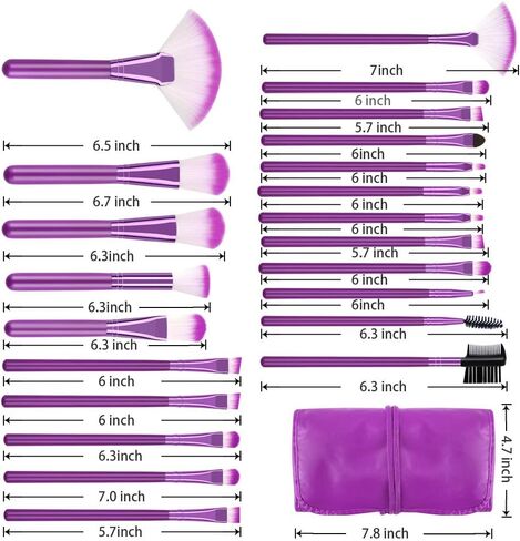 للمبتدئين، مجموعة فرش متعددة العدد، مقبض خشبي بشعيرات ناعمة، Daxstar Purple 22 قطعة in Kuwait