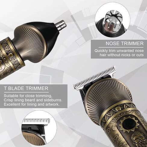 هاتيكير ماكينة حلاقة شعر احترافية للرجال بدون فراغات وتشذيب اللحية وتشذيب شعر الانف بشفرة على شكل حرف T للرجال، لون ذهبي عتيق، عدد 1.0 in Kuwait