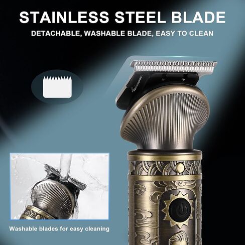 هاتيكير ماكينة حلاقة شعر احترافية للرجال بدون فراغات وتشذيب اللحية وتشذيب شعر الانف بشفرة على شكل حرف T للرجال، لون ذهبي عتيق، عدد 1.0 in Kuwait