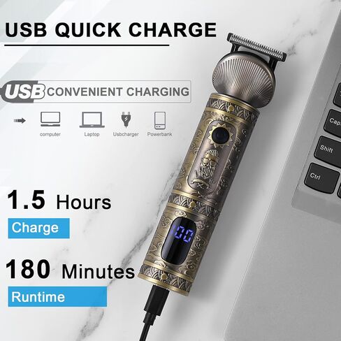 هاتيكير ماكينة حلاقة شعر احترافية للرجال بدون فراغات وتشذيب اللحية وتشذيب شعر الانف بشفرة على شكل حرف T للرجال، لون ذهبي عتيق، عدد 1.0 in Kuwait