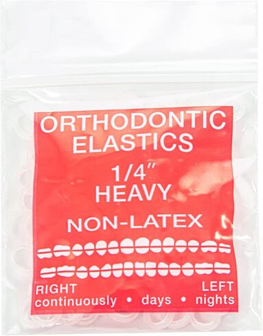JMU Orthodontic Elastics 1/4 Medium, 100 Pack Orthodontic Rubber Bands 4.5oz Latex Free Dental Rubber Bands Made in USA in Saudi Arabia
