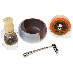 كولونيل conk الموديل 232 Santa Fe shave كأس مختلطة ، Badger ، وفرشاة شفرة حلاقة لتقليم وصابون من الكروم in Kuwait