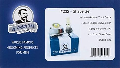كولونيل conk الموديل 232 Santa Fe shave كأس مختلطة ، Badger ، وفرشاة شفرة حلاقة لتقليم وصابون من الكروم in Kuwait