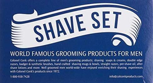 كولونيل conk الموديل 232 Santa Fe shave كأس مختلطة ، Badger ، وفرشاة شفرة حلاقة لتقليم وصابون من الكروم in Kuwait