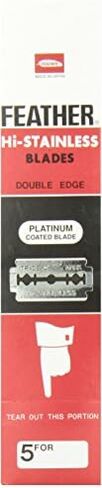 Feather Double Edge Safety Razor Blades - (5 Count) - Platinum Coated Hi-Stainless Steel Razor Blades - Fits Most Safety Razors - Super Sharp for Close Shaves - Japanese Quality in Saudi Arabia