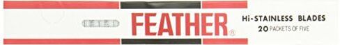 Feather Double Edge Safety Razor Blades - (5 Count) - Platinum Coated Hi-Stainless Steel Razor Blades - Fits Most Safety Razors - Super Sharp for Close Shaves - Japanese Quality in Saudi Arabia