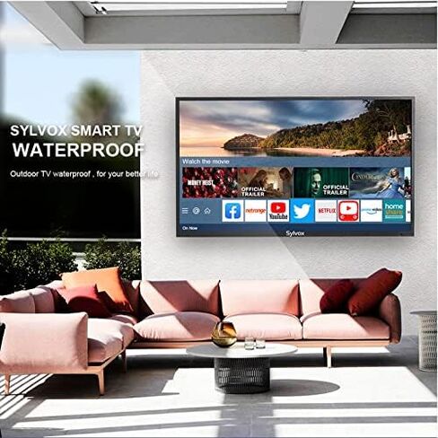 تلفزيون SYLVOX 55 بوصة كامل الشمس في الهواء الطلق، تلفزيون ذكي مقاوم للماء 4K فائق الدقة 1500 شمعة في المتر المربع، 7 × 16 (ارتفاعًا) يدعم بلوتوث واي فاي مناسب للشمس الجزئية أو منطقة الإضاءة القوية (سلسلة حمام السباحة) (OT55A1KAGE) in Kuwait