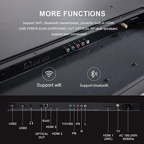 تلفزيون SYLVOX 55 بوصة كامل الشمس في الهواء الطلق، تلفزيون ذكي مقاوم للماء 4K فائق الدقة 1500 شمعة في المتر المربع، 7 × 16 (ارتفاعًا) يدعم بلوتوث واي فاي مناسب للشمس الجزئية أو منطقة الإضاءة القوية (سلسلة حمام السباحة) (OT55A1KAGE) in Kuwait