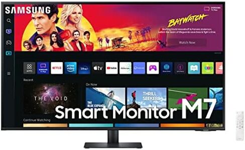 سامسونج 32 بوصة M70B Series 4K UHD USB-C شاشة ذكية وتلفزيون بث مباشر، 4 مللي ثانية، 60 هرتز، HDR10، شاشة لاسلكية، كاميرا Slimfit، محاور الألعاب وإنترنت الأشياء، Alexa مدمج، 2022، LS32BM703UNXZA، أبيض in Kuwait