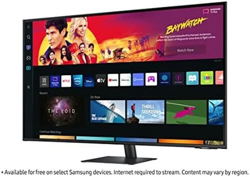 سامسونج 32 بوصة M70B Series 4K UHD USB-C شاشة ذكية وتلفزيون بث مباشر، 4 مللي ثانية، 60 هرتز، HDR10، شاشة لاسلكية، كاميرا Slimfit، محاور الألعاب وإنترنت الأشياء، Alexa مدمج، 2022، LS32BM703UNXZA، أبيض in Kuwait