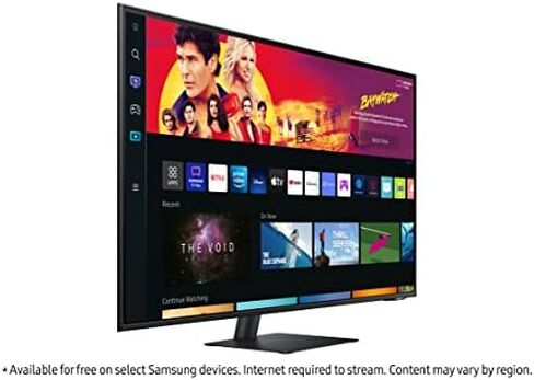 سامسونج 32 بوصة M70B Series 4K UHD USB-C شاشة ذكية وتلفزيون بث مباشر، 4 مللي ثانية، 60 هرتز، HDR10، شاشة لاسلكية، كاميرا Slimfit، محاور الألعاب وإنترنت الأشياء، Alexa مدمج، 2022، LS32BM703UNXZA، أبيض in Kuwait