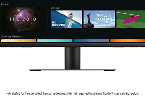 سامسونج 32 بوصة M70B Series 4K UHD USB-C شاشة ذكية وتلفزيون بث مباشر، 4 مللي ثانية، 60 هرتز، HDR10، شاشة لاسلكية، كاميرا Slimfit، محاور الألعاب وإنترنت الأشياء، Alexa مدمج، 2022، LS32BM703UNXZA، أبيض in Kuwait