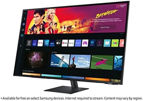 سامسونج 32 بوصة M70B Series 4K UHD USB-C شاشة ذكية وتلفزيون بث مباشر، 4 مللي ثانية، 60 هرتز، HDR10، شاشة لاسلكية، كاميرا Slimfit، محاور الألعاب وإنترنت الأشياء، Alexa مدمج، 2022، LS32BM703UNXZA، أبيض in Kuwait