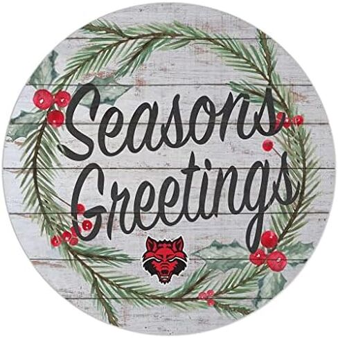 KH Sports Fan Arkansas State Red Wolves 20"x20" Indoor Outdoor Seasons Greetings Sign, One Size, Multi in Saudi Arabia