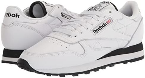 Reebok Unisex Classic Leather Sneaker, White/Black, 10.5 US Men in Kuwait