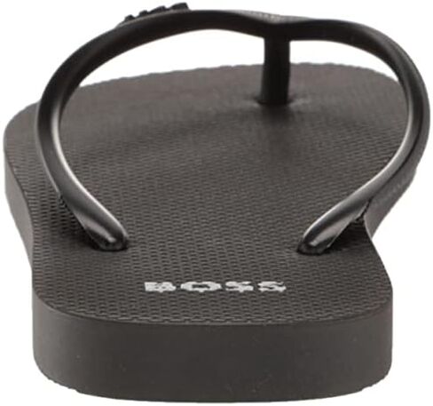 BOSS Men's Big Logo Flip Flops Slipper, Black Oil, 8-9 in Saudi Arabia