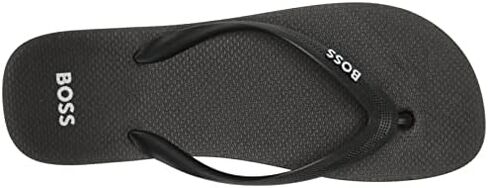 BOSS Men's Big Logo Flip Flops Slipper, Black Oil, 8-9 in Saudi Arabia