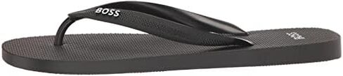 BOSS Men's Big Logo Flip Flops Slipper, Black Oil, 8-9 in Saudi Arabia