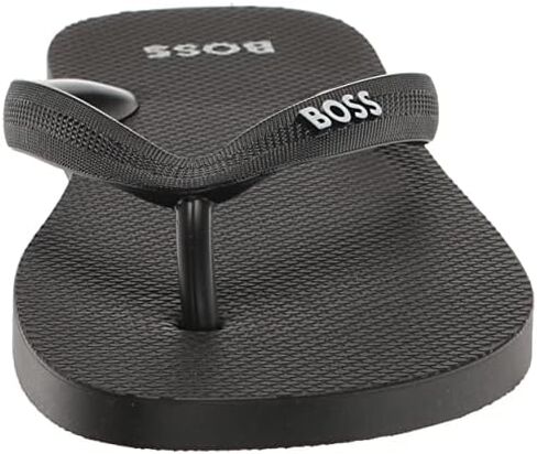 BOSS Men's Big Logo Flip Flops Slipper, Black Oil, 8-9 in Saudi Arabia