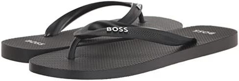 BOSS Men's Big Logo Flip Flops Slipper, Black Oil, 8-9 in Saudi Arabia