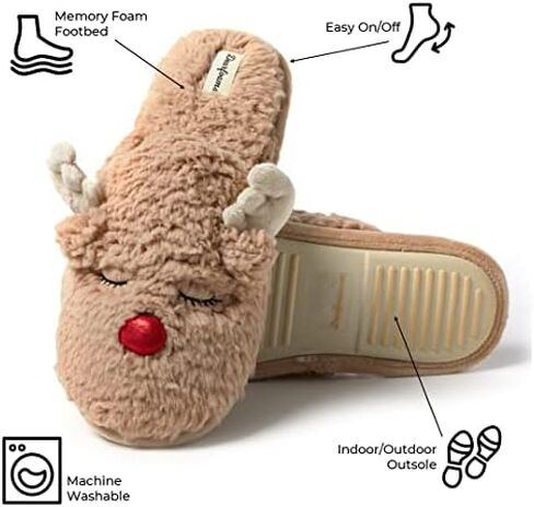 Dearfoams Funny Ugly Christmas Sweater Holiday Scuff Slipper, Men's Reindeer, X-Large in Saudi Arabia