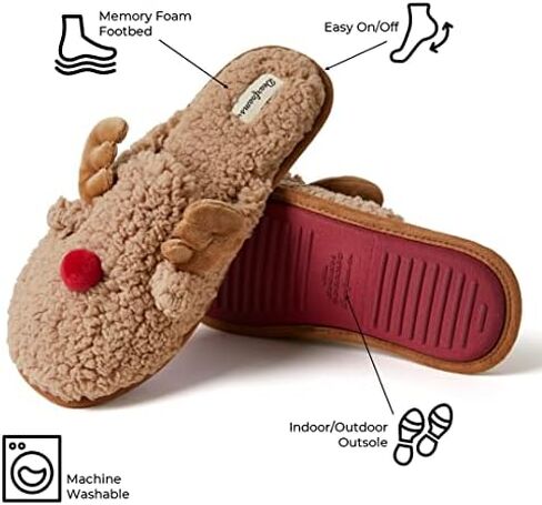 Dearfoams Funny Ugly Christmas Sweater Holiday Scuff Slipper, Men's Reindeer, X-Large in Saudi Arabia