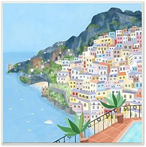 Stupell Industries Positano Cliffside Coastal City Architecture Italian Buildings, Designed by Carla Daly Wall Plaque, 12 x 12, Multi-Color in Saudi Arabia