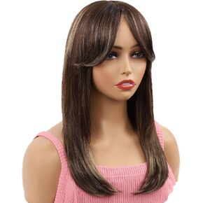 Human Hair Wigs for White Women - Missmizz Real Hair Wigs for Women Long Layered Straight Hair Wigs With Hand Tied Natural Hairline Burgundy Color in Saudi Arabia
